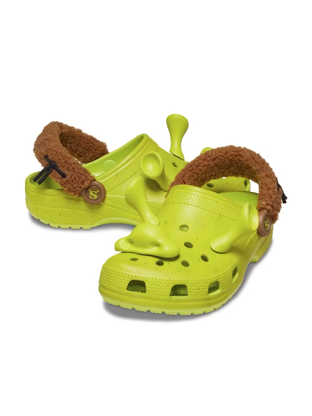 CROCS x Shrek DreamWorks Classic Clog Neon Green Fur-Lined Sandals Size W 7 M 9